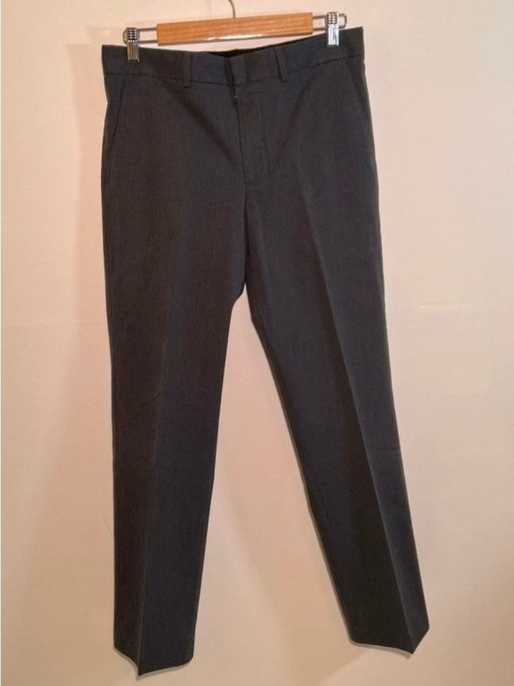 Express Producer Mens Gray Dress Pants 31x32 Flat Front Slim Fit Slacks